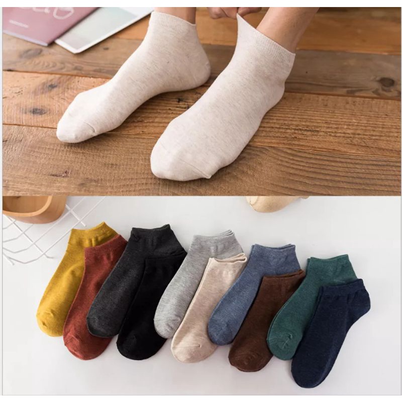 3 PASANG KAOS KAKI PENDEK MATA KAKI POLOS WARNA DEWASA UNISEX WARNA RANDOM