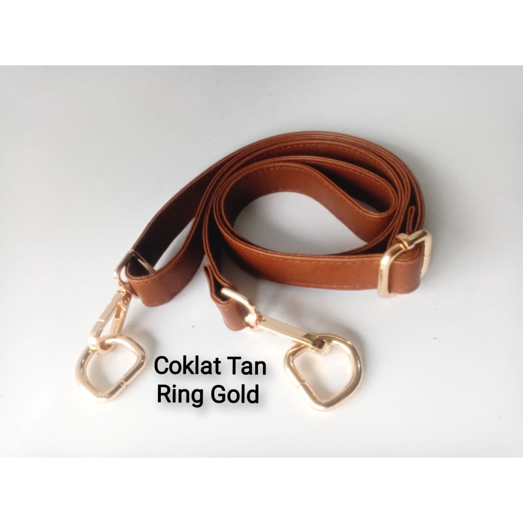 Strap 2 cm Variasi Coklat Ring Gold+ ring D Tali Tas Selempang kulit sintetis Ring SILVER Tebal high quality /HANDLE TAS SLINGBAG/slempangWanita