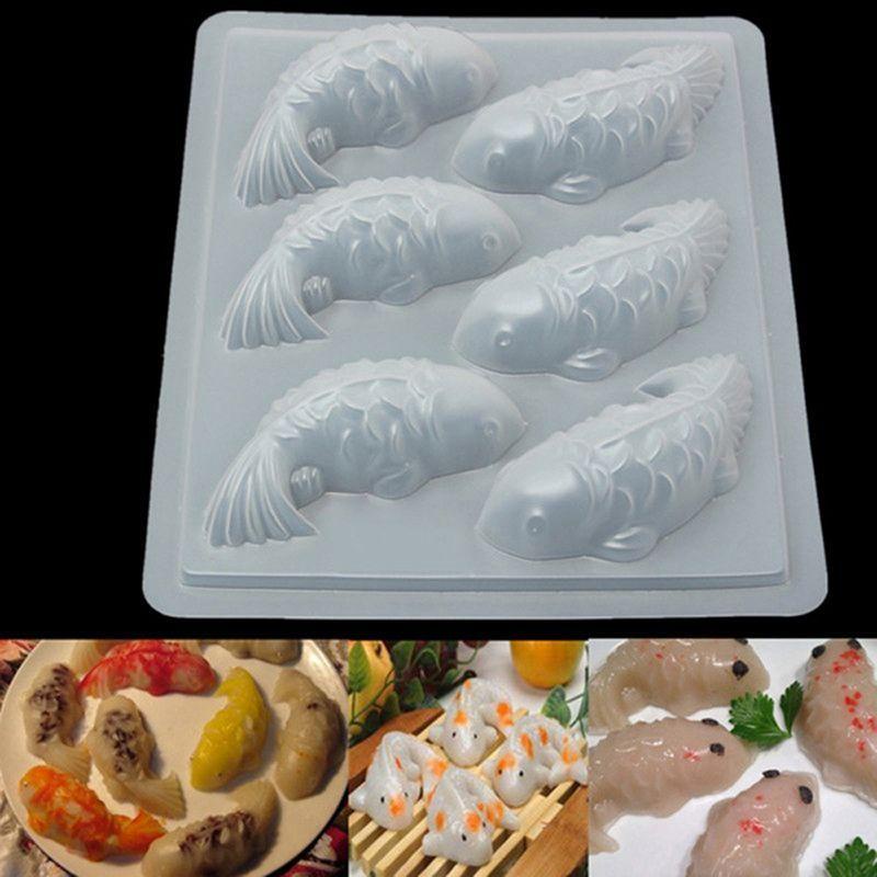 [Elegan] Baking Tools Plastik 3D Ikan Koi Handmade Sugarcraft Fondant DIY Cetakan Mold