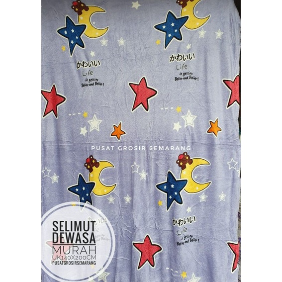 Selimut Dewasa Murah MORIA Abstrak Leaf Polkadot Flower Bvrbery Reindeer Could Moon Star Awan Rusa-Lavender Star