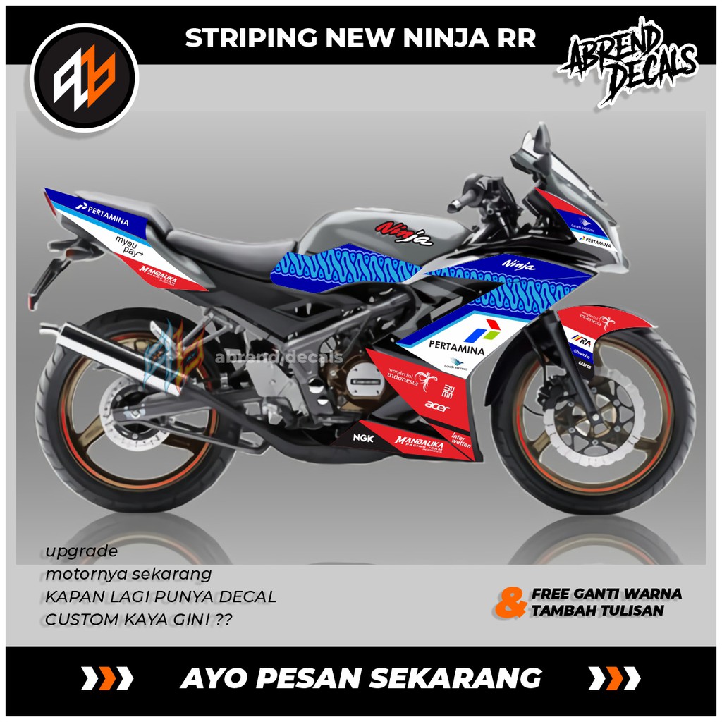 STRIPING MOTOR NINJA RR NEW MANDALIKA / STOCK DECALS / STIKER LIST VARIASI NINJA RR SE NEW PERTAMINA