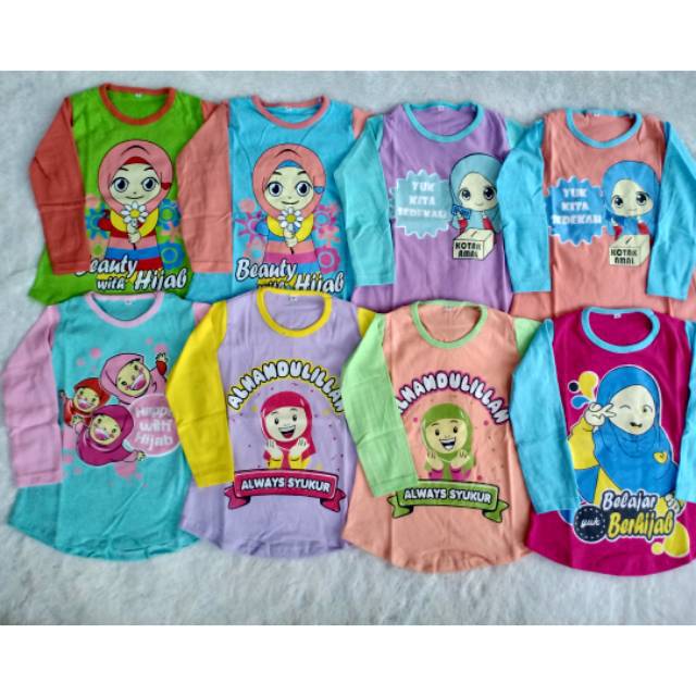 Kaos muslimah anak * raglan muslimah * kaos dakwah * kaos panjang * lengan panjang