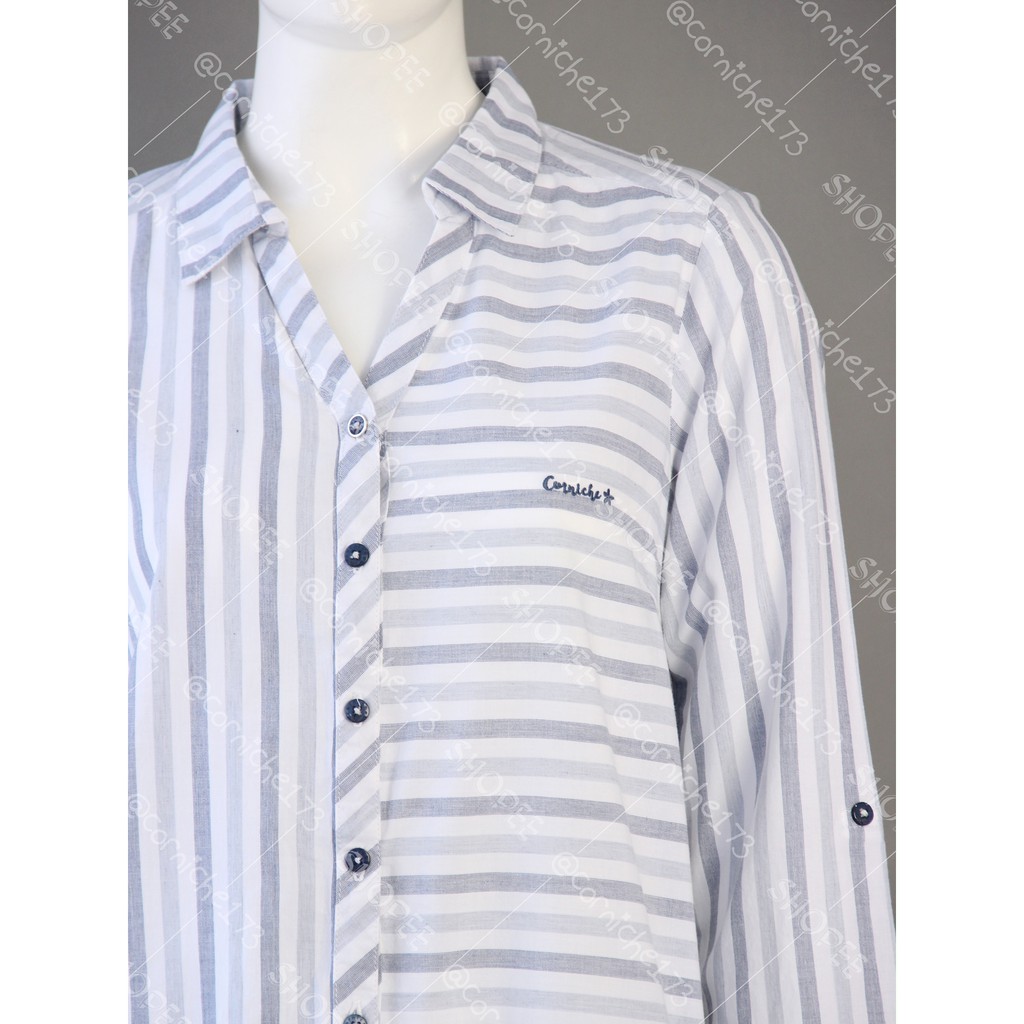 Corniche Vin Long Shirt Putih/Biru - TB231391