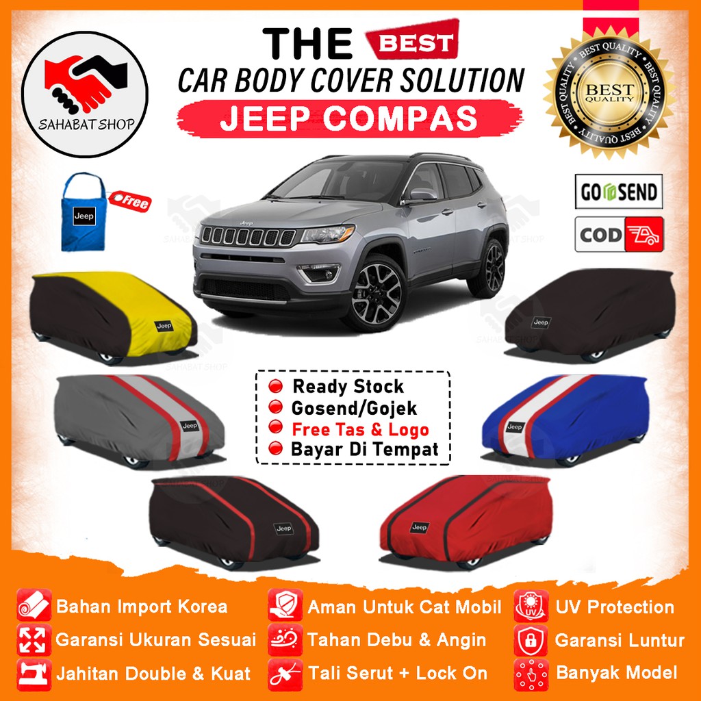 Sahabat Body Cover Mobil Compass / Sarung Penutup Jeep Compass Outdoor / Selimut Tutup Mantel Mantol Jas Pelindung Kerudung Pembungkus Kelambu Kerodong Terpal Tutupan Bungkus Mobil Compas Waterproof Anti Air Model Orange