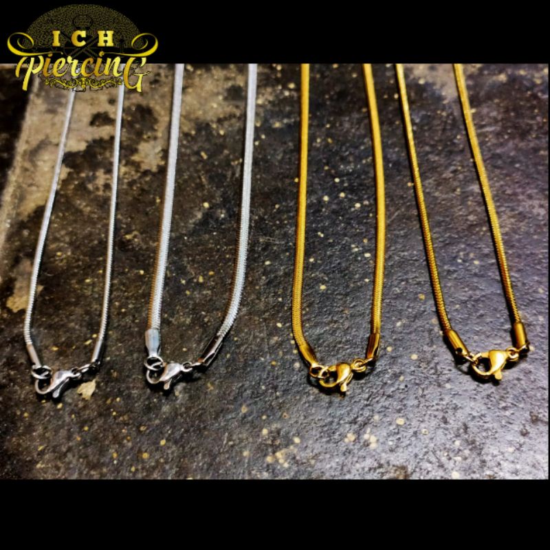 kalung titanium anti karat model gepeng / kalung titanium Korea terbaru