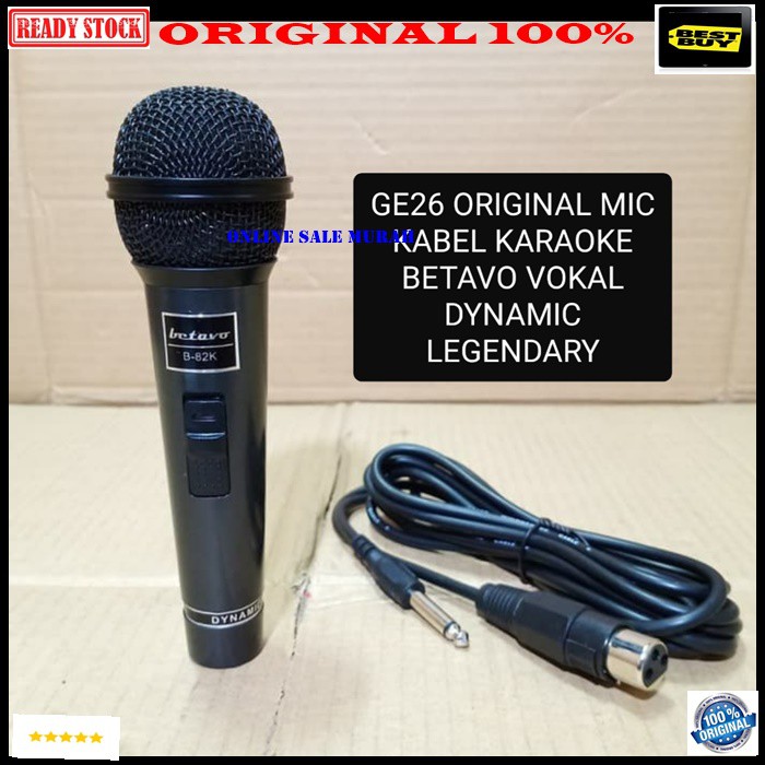 G26 Betavo Mic kabel dynamic legendary Microphone cable karaoke vocal audio sound suara mik pro profesional vokal mikrophone 1bh mic 1bh kabel mic 3-4meter Bahan pvc suara bagus, jernih dan empuk, bersih dan sensitif micnya cocok buat karaok