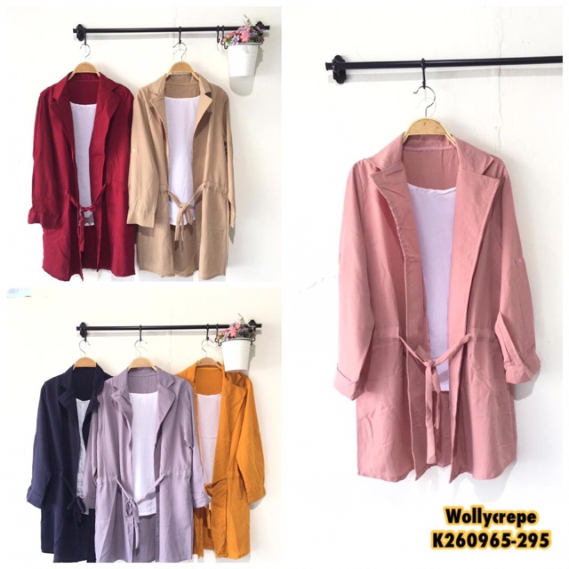 Kemeja outer warna inner putih kombinasi warna wollycrepe