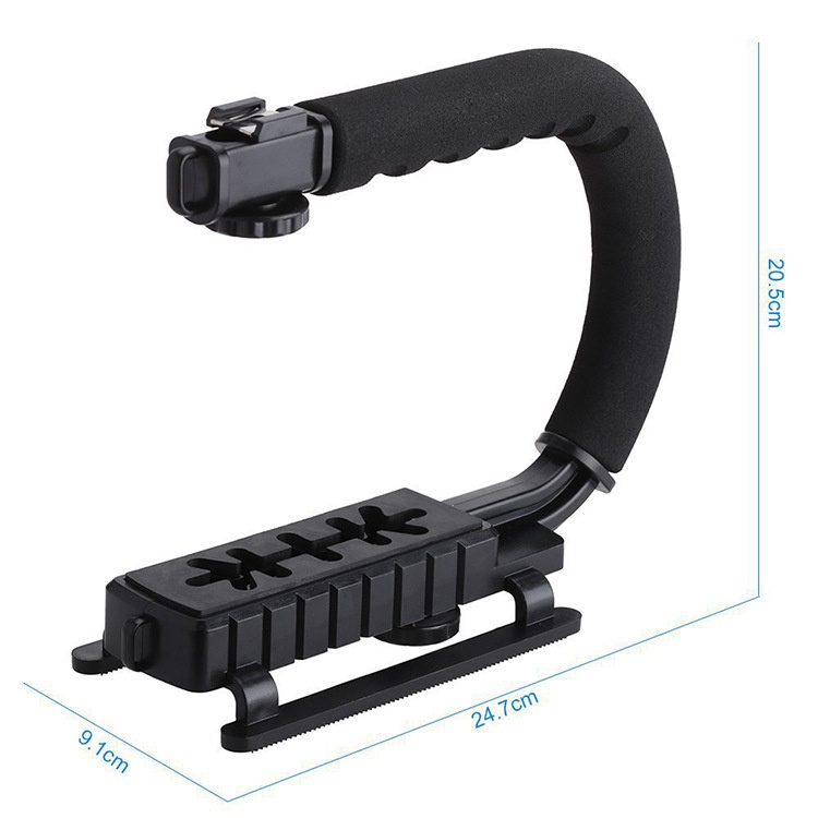 DSLR Handheld Gimbal Stabilizer Kamera GoPro Xiaomi Yi Action camera Handel Gimball Stabiliser Grip C Shape for DSLR GoPro Xiaomi Android Phone Handycam Mini DV Triple Shoe Mount Video for iPhone 8 X Gopro Smartphone Canon Sony DSLR Cameras