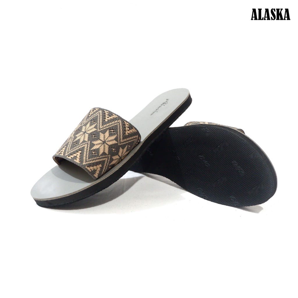 ALASKA SKT - Sandal Flat Wanita Slop Teplek Karet Rajut Import terbaru termurah