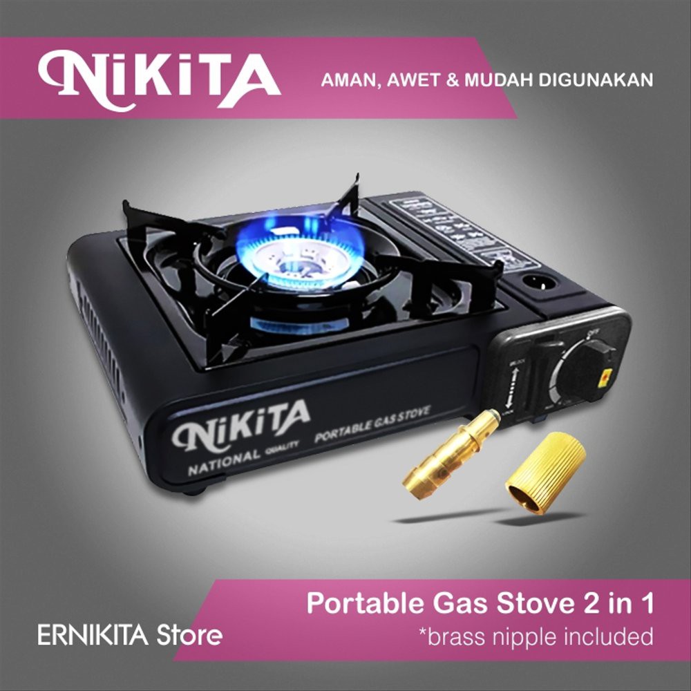 NIKITA Kompor Gas Stove Portable 2in1 / Travel Camping Mini Kaleng LPG