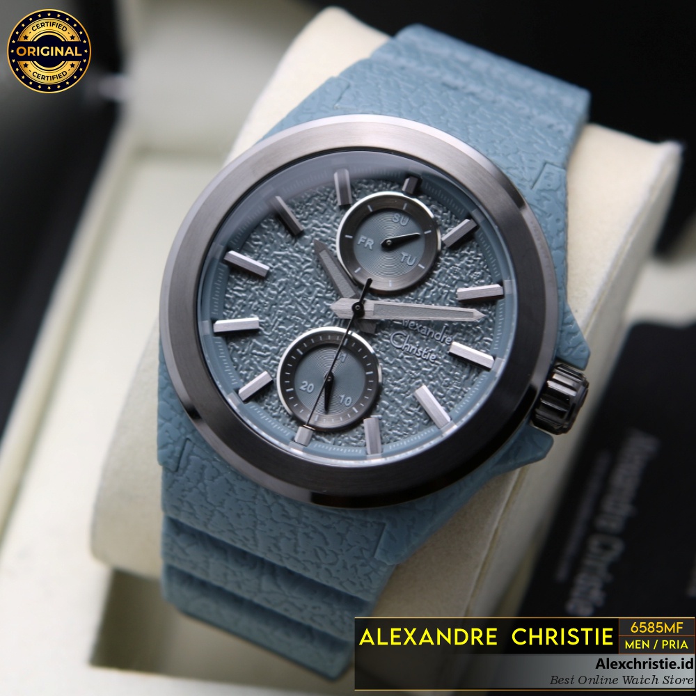 Jam Pria Alexandre Christie AC 6585 MF Blue Sky Rubber Original