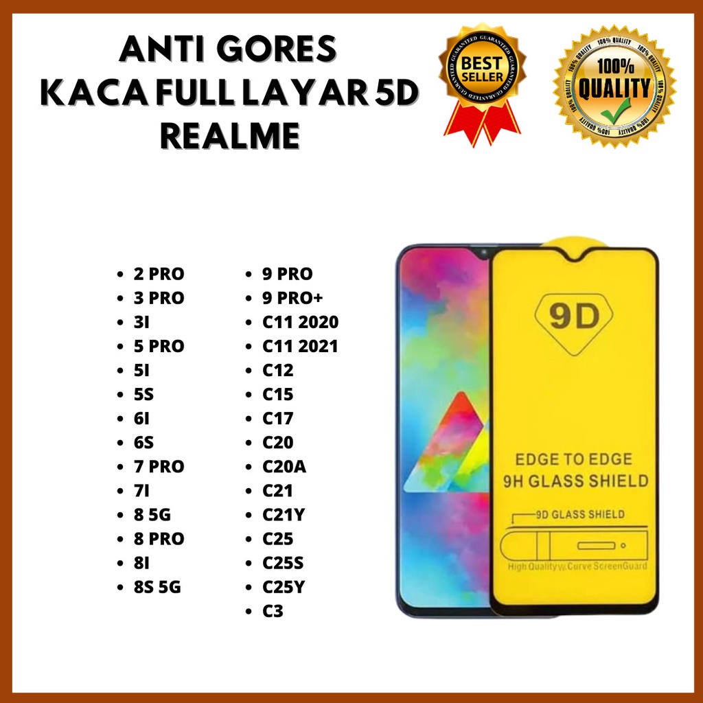 TG 5D FULL LAYAR - REALME 2 PRO-3 PRO-3I-5 PRO-5I -5S-6I-6S-7 PRO-7I-8 5G8 PRO-8I-8S 5G-9 PRO-9 PRO+ - C11 2020-C11 2021-C12-C15-C17-C20-C20A-C21-C21Y-C25-C25S-C25Y-C3