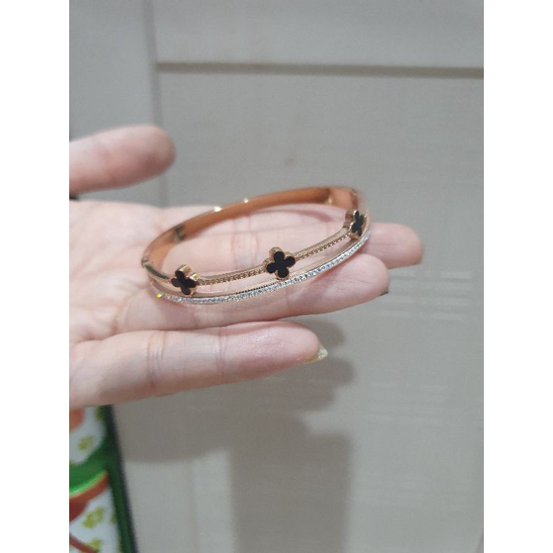 Gelang Titanium Asli Premium Quality elv RosegoldAnti karat anti alergi Stainless steel b61