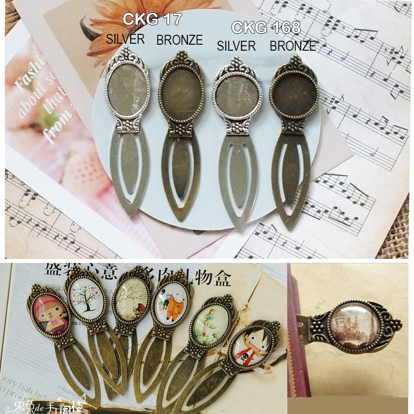 

Cangkang Bookmark Vintage / Pembatas Buku / Cabochon Frame Bookmark / Cameo / Charm / Bingkai