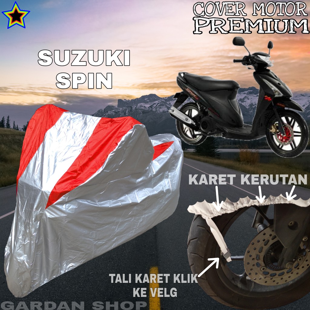 Sarung Motor SUZUKI SPIN Silver MERAH Body Cover Penutup Motor Suzuki Spin PREMIUM