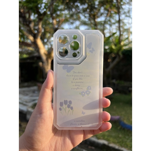 IPHONE 13PRO SOFTCASE TPU MOTIF KUPU KUPU BUNGA FLOWER QUOTES AESTHETIC CASE DAISY PELINDUNG KAMERA 