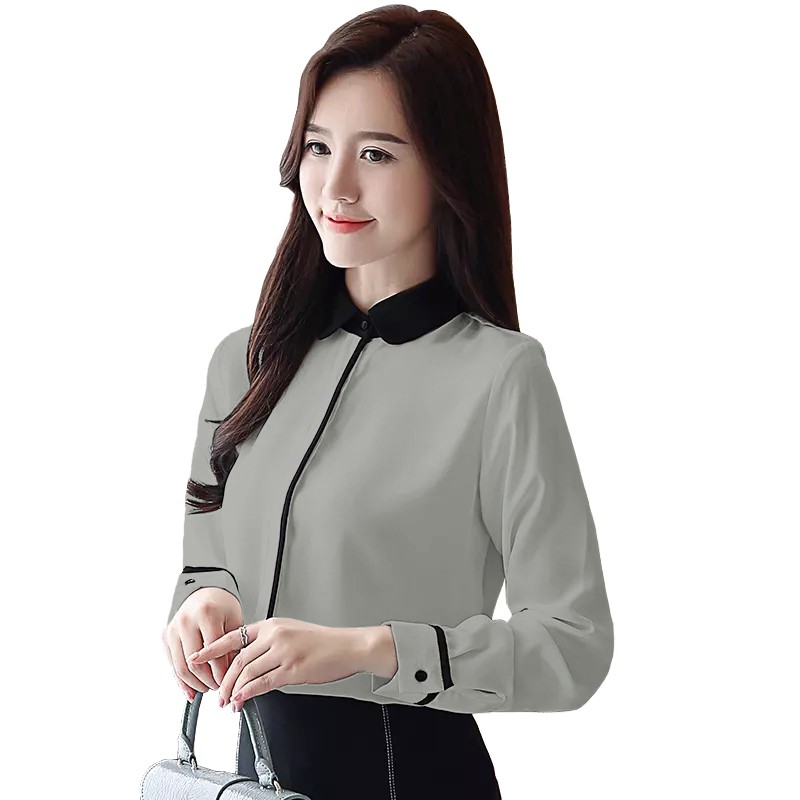 Kemeja Leher tinggi Gaya Korea Kombinasi warna model terbaru - XSHOP Sherina