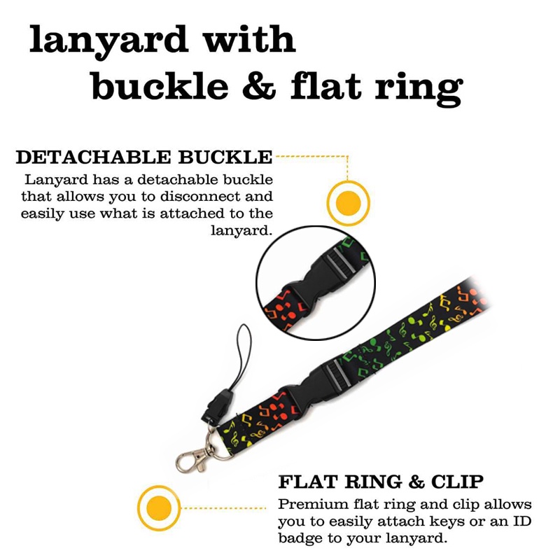 Tali Lanyard Gantungan Kunci Ponsel Desain Not Musik Piano Untuk Guru