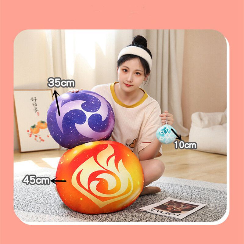 10/35/45cm Kawaii Genshin Impact Plush Pillow Slime Badge Cushion Genshin Impact Elemental Dolls Stuffed for Kids Boys Gifts