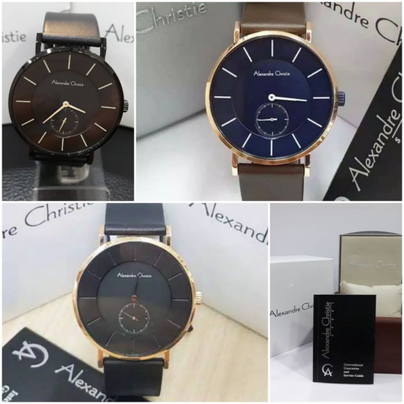 JAM TANGAN PRIA KEREN ALEXANDRE CHRISTIE AC 8484 MS TALI KULIT MODAL CLASSIC ORIGINAL