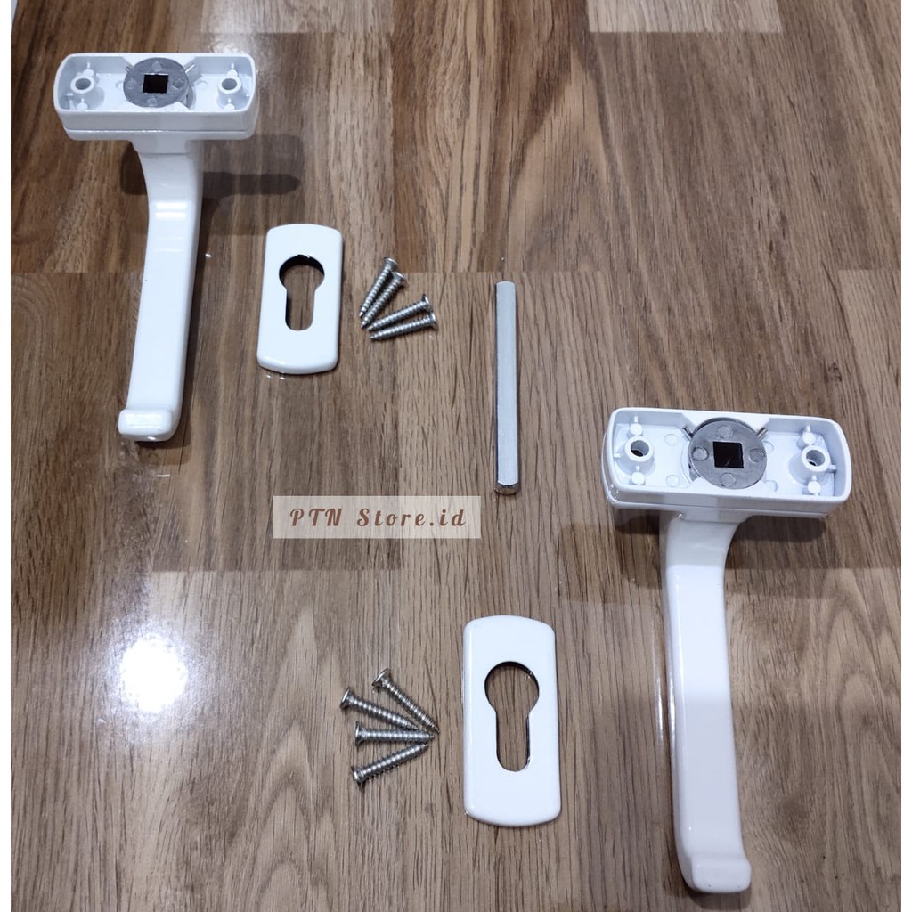 Handle Lockcase Komplit Set /Gagang Pintu Kamar Mandi Aluminium Putih