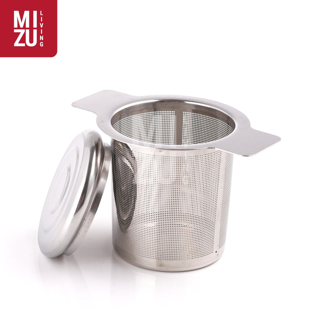 TEA Strainer + Tutup Saringan Teh Penyeduh Teh Stainless Steel Metal Filter