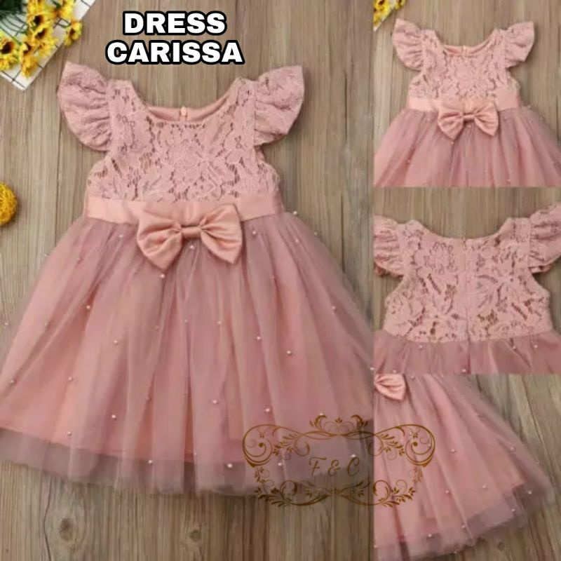 DRESS CARISSA KID FASHION PAKAIAN ANAK PEREMPUAN BAHAN BRUKAT FEHM