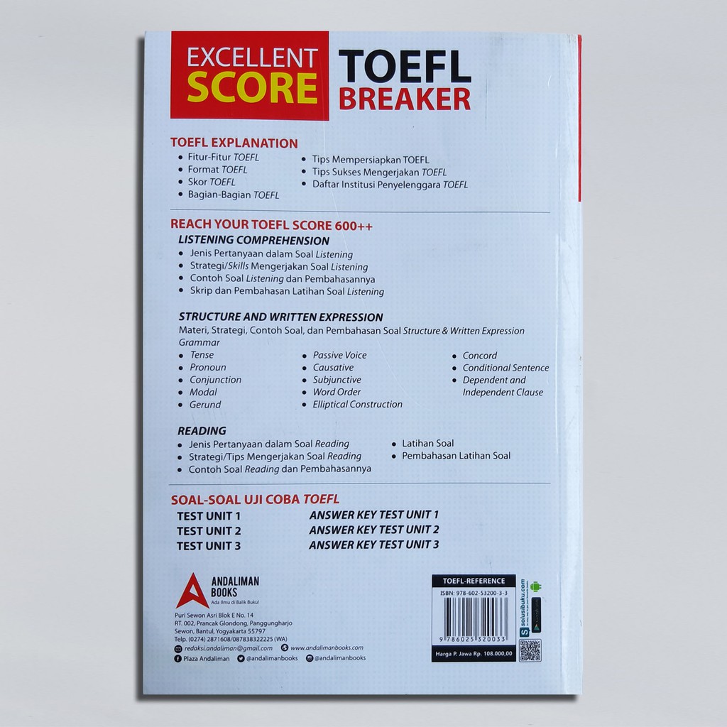 BUKU TOEFL BEST SELLER EXCELLENT SCORE TOEFL BREAKER EDISI REVISI-1