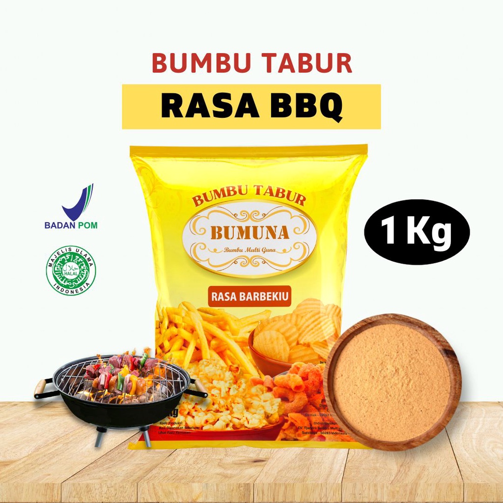 

Bumbu Tabur BBQ 1 Kg Bumuna / Seasoning Powder / Serbuk Tabur / Bumbu Tabur Cemilan Keripik Kentang Makroni Mie Lidi