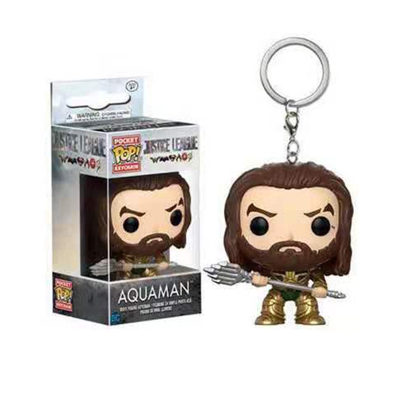 Funko POP Anime DC Hero Gantungan Kunci PVC Aquaman Superman Arrow Minifigures Boneka Tas Liontin Koleksi