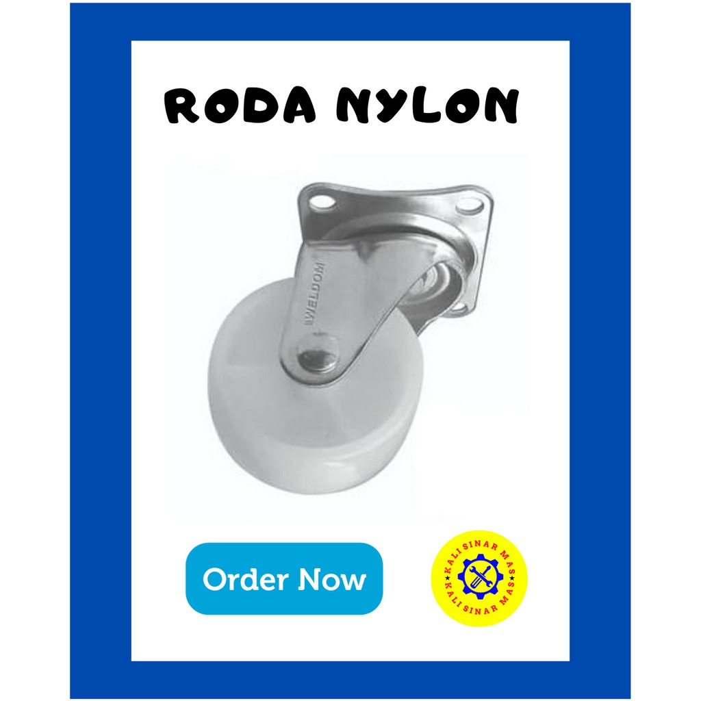 1 Set Roda Kastor Nylon Hidup Gerobak Troli Weldom 3 Inch Isi 4 Pcs