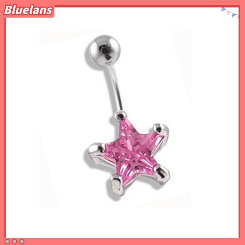 Bluelans Rhinestone Pentagram Surgical Steel Belly Navel Ring Barbell Body Piercing Jewelry