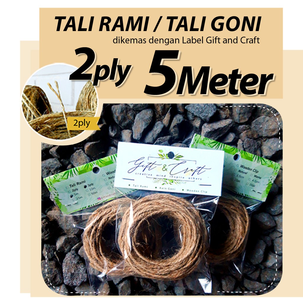 Tali Rami Tali Goni 2ply 5m dengan kemasan Gift and Craft