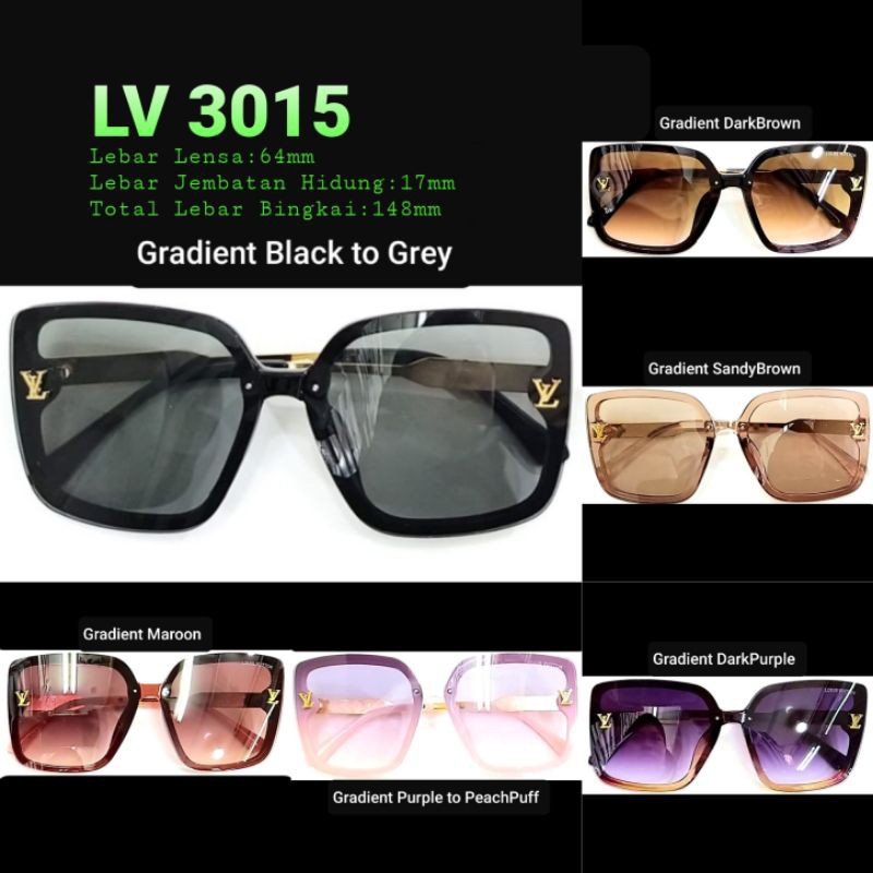 Kacamata Sunglasses Wanita Louis Vuitton 3015 Logo LV 100% Anti Radiasi UV 400