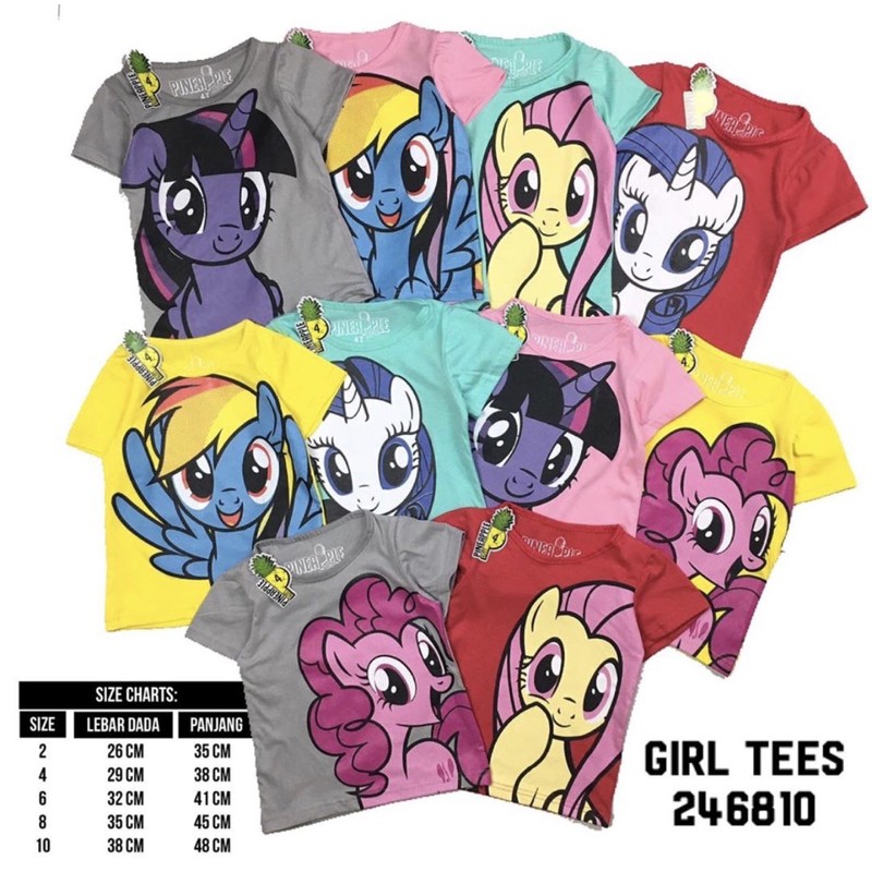 kaos pineapple kids  pineapple kids untuk anak 1-10 tahun twilight rainbow pinky rarity