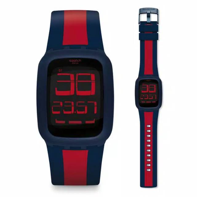 JAM TANGAN UNISEX PRIA/WANITA SWATCH SURN101D-TOUCH SCREEN-BIRU MERAH