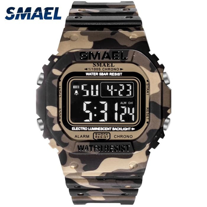 Jam Tangan Jam Tangan Digital Militer Smael Jam Pria LED Camo Sport