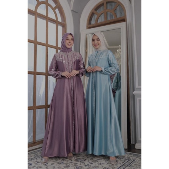 gamis satin pesta