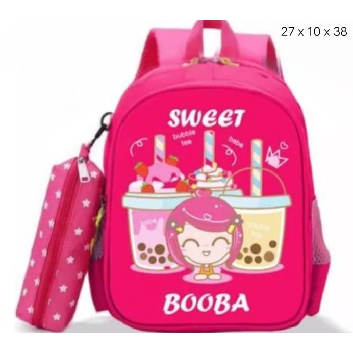 Diobrale - Tas Ransel Anak PAUD TK SD Motif Boba 3D Terbaru Backpack Kekinian Ransel Sekolah Anak Wanita Tas Punggung Anak