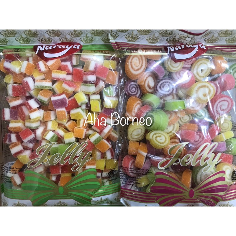 

Jelly Aneka Rasa Buah Naraya Halal / Permen Jelly Kenyal Rasa Buah Bentuk Sandwich dan Roll