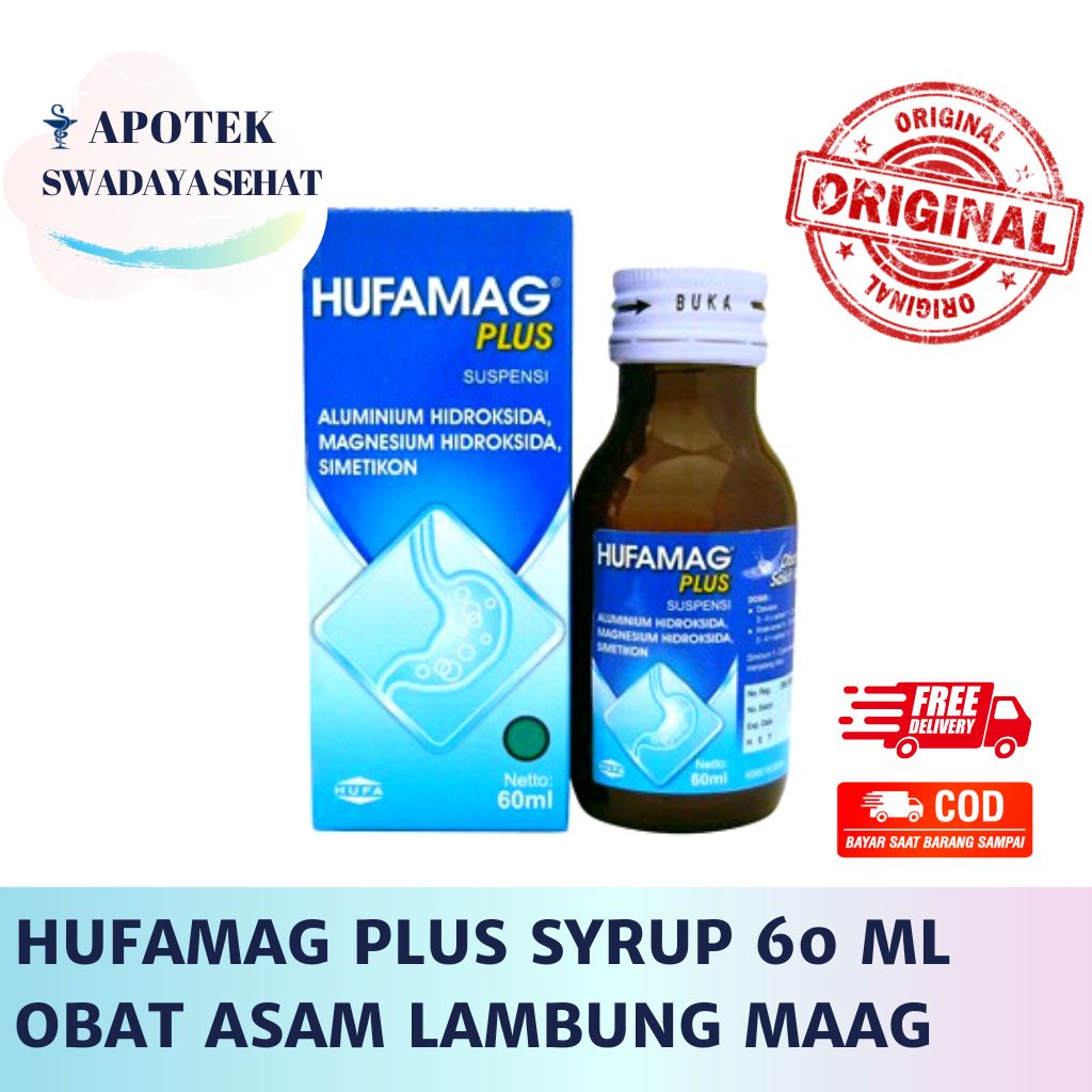 HUFAMAG PLUS SUSPENSI 60ML Syrup - Obat Asam Lambung Maag Nyeri Perut Sirup Hufamaag