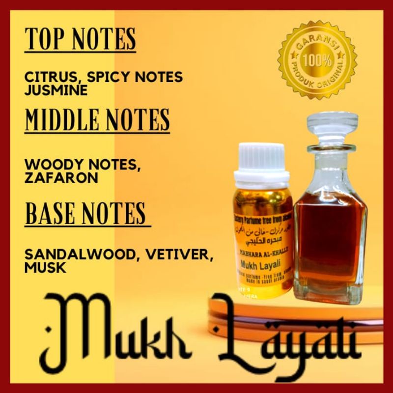 mukhalat layali 100ml bibit parfum arab non alkohol / parfum sholat / parfum arab by mabhara alkhali