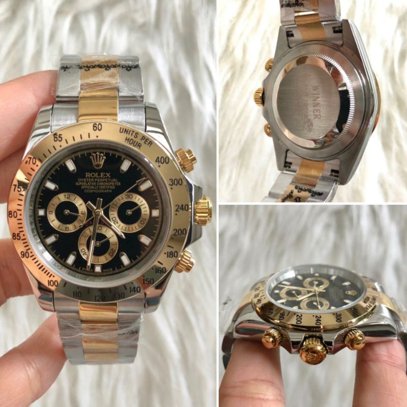 Jam Tangan Rolex Daytona Autometic Super Premium Graden AAA - Rolex Oyster Perpetual Warna Kombinasi