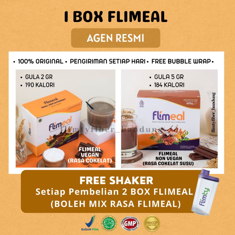 

FLIMEAL FLIMTY BPOM HALAL DIET DETOX MEAL REPLACEMENT SEREAL RASA COKLAT MAKANAN PENGGANTI FLIMMEAL