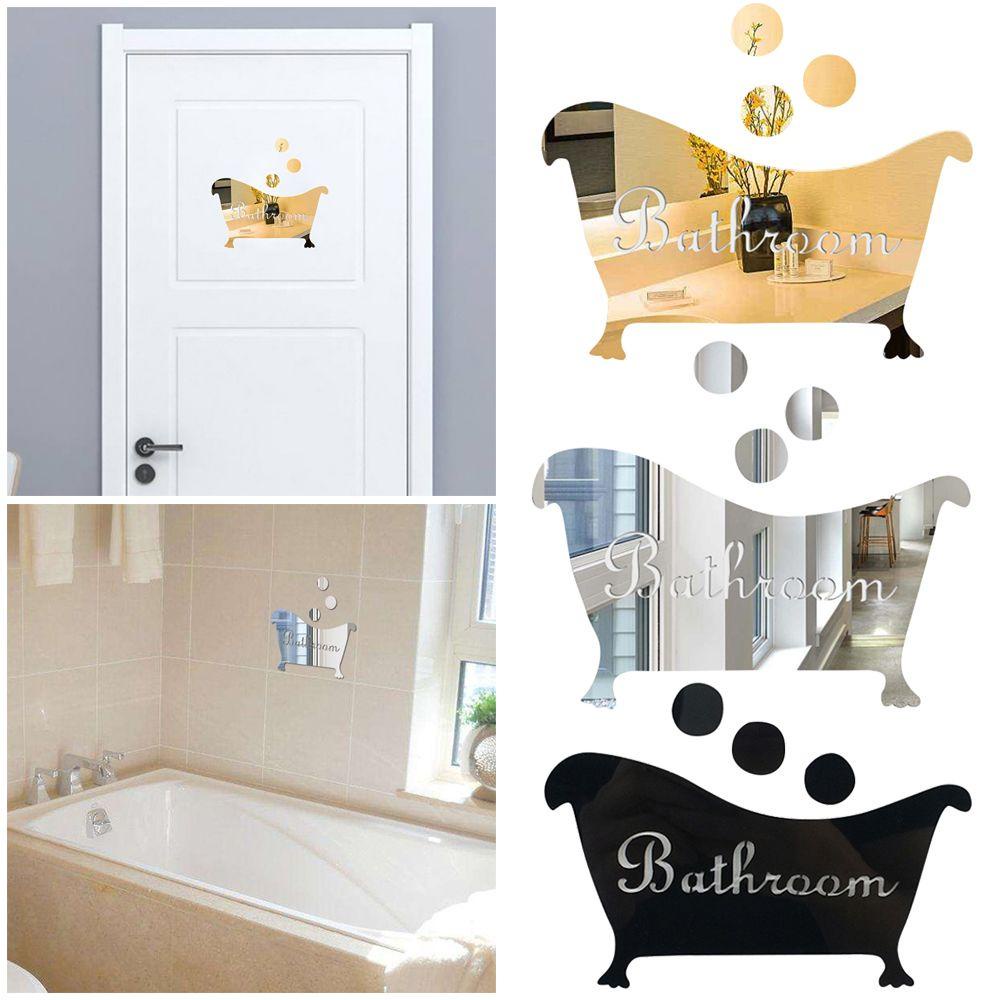 Populer Stiker Dinding 3D DIY Dekorasi Rumah Bathtub Pola Decals Pintu Kamar Mandi Plat