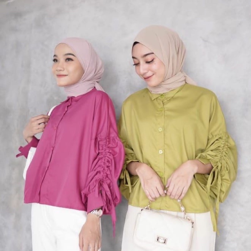 RD FASHION - Monic Top Blouse Serut / LUNAMAYA  / Lora / Semi Crop / Rona Kemeja / Lana / Locana / Atasan Wanita Selebgram