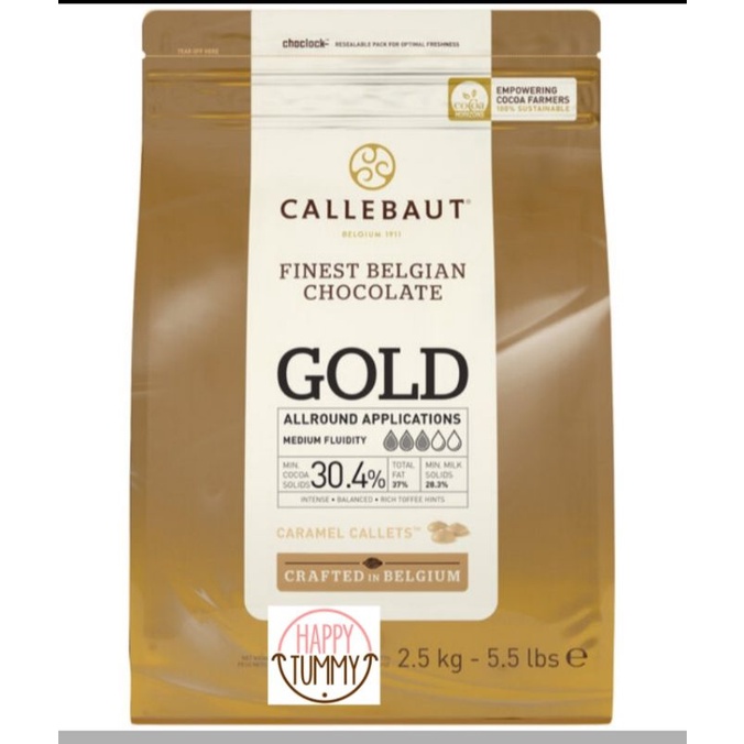 Callebaut gold 30,4% kemasan ori 2.5kg chocolate callet couverture