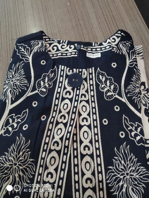 Batik Set Couple Ha Ta Edisi Natal Warna Navy Bahan Katun Stretch