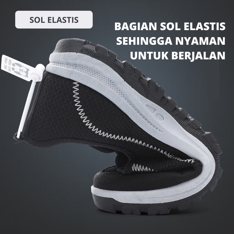 Highland Sepatu Slip On Pria Original Trendy Sneakers Slop Sepatu Kerja Casual Hitam Sepatu Kantor Jalan Pria MC603