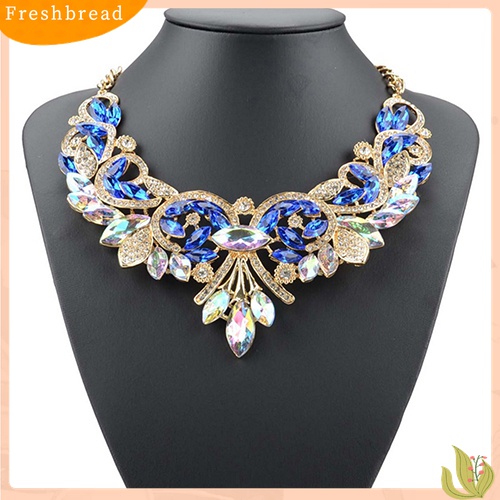 [TERLARIS]Colorful Rhinestone Flower Pendent Chain Choker Statement Collar Bib Necklace